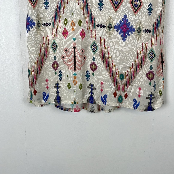 Vilagallo Sleeveless Deep V Neck Womens L Pullover Metallic Multicolor Tunic Top - Picture 5 of 8